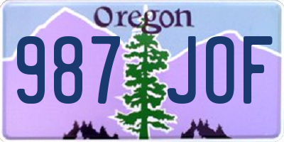 OR license plate 987JOF