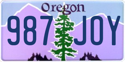 OR license plate 987JOY