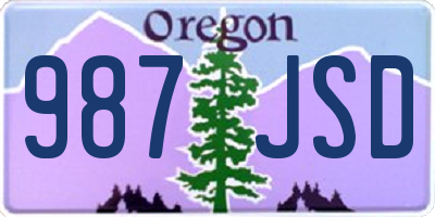 OR license plate 987JSD