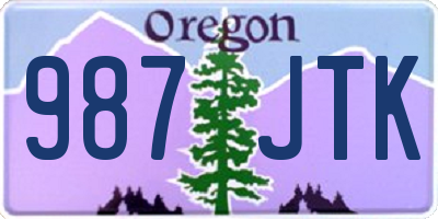 OR license plate 987JTK