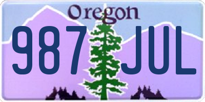 OR license plate 987JUL