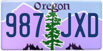 OR license plate 987JXD