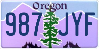 OR license plate 987JYF