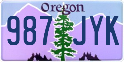 OR license plate 987JYK