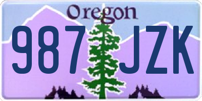 OR license plate 987JZK