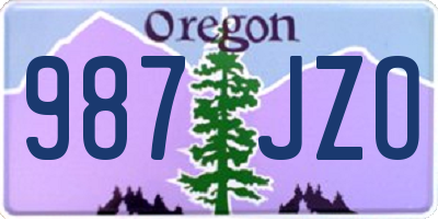 OR license plate 987JZO