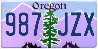 OR license plate 987JZX
