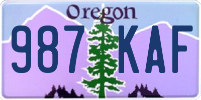 OR license plate 987KAF