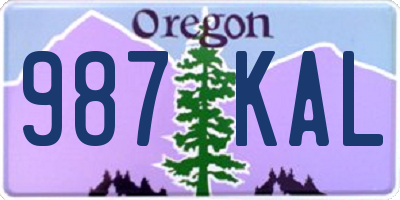 OR license plate 987KAL
