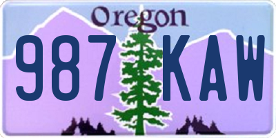 OR license plate 987KAW