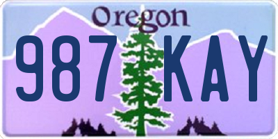 OR license plate 987KAY