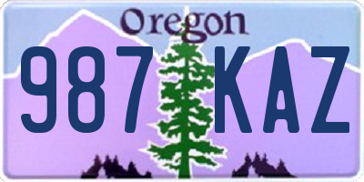OR license plate 987KAZ