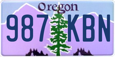 OR license plate 987KBN