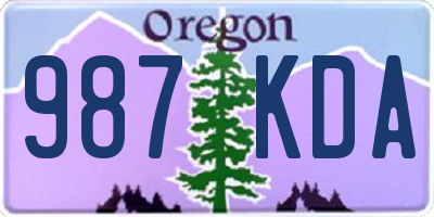 OR license plate 987KDA