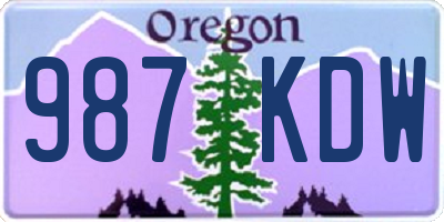 OR license plate 987KDW