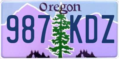 OR license plate 987KDZ