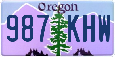 OR license plate 987KHW