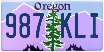 OR license plate 987KLI