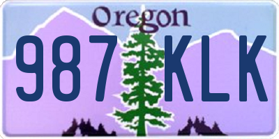 OR license plate 987KLK