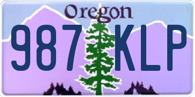 OR license plate 987KLP