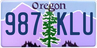 OR license plate 987KLU