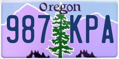 OR license plate 987KPA