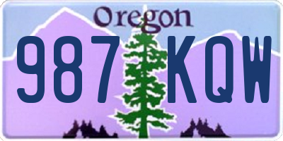 OR license plate 987KQW