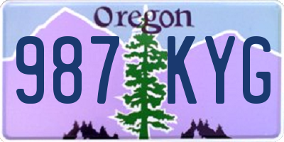 OR license plate 987KYG