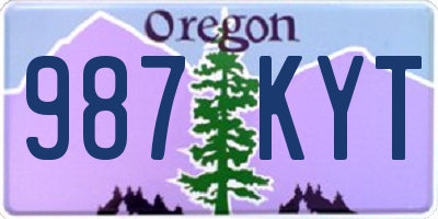 OR license plate 987KYT
