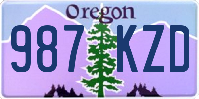 OR license plate 987KZD