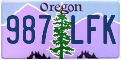 OR license plate 987LFK
