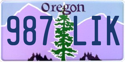 OR license plate 987LIK