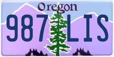 OR license plate 987LIS