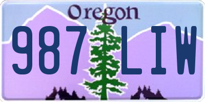 OR license plate 987LIW