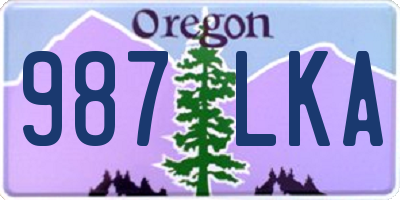 OR license plate 987LKA