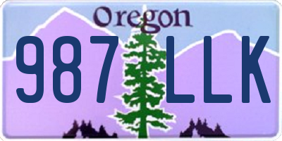 OR license plate 987LLK