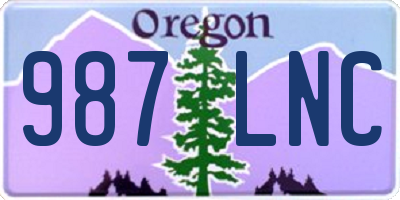 OR license plate 987LNC