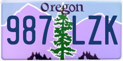 OR license plate 987LZK