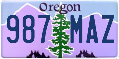 OR license plate 987MAZ