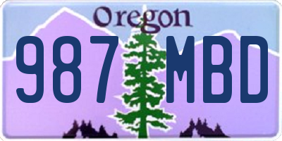 OR license plate 987MBD