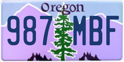 OR license plate 987MBF