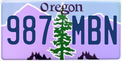 OR license plate 987MBN