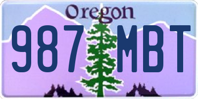 OR license plate 987MBT