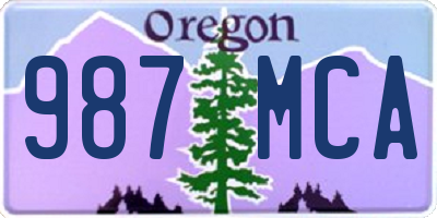 OR license plate 987MCA