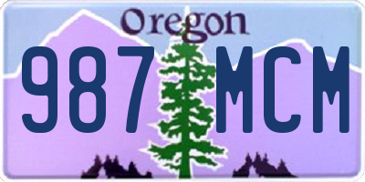 OR license plate 987MCM