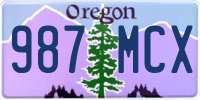 OR license plate 987MCX