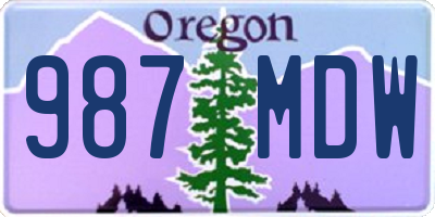 OR license plate 987MDW