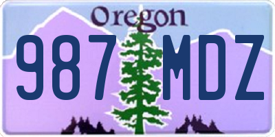 OR license plate 987MDZ