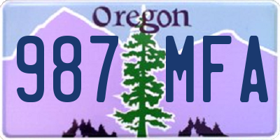 OR license plate 987MFA