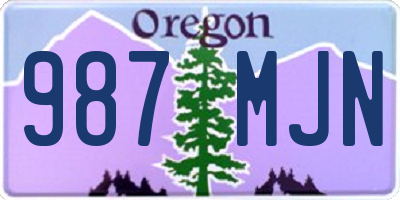 OR license plate 987MJN